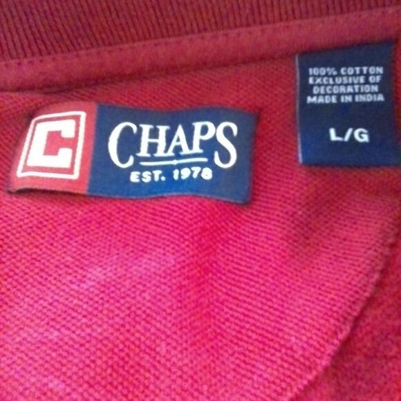 (3/$20) Chaps long sleeve red and blue polo shirt - Picture 7 of 7